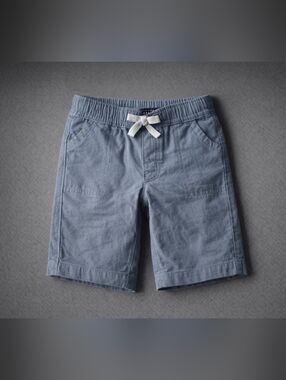 Kids Elastic-Waist Chambray Shorts with Contrast Drawstring